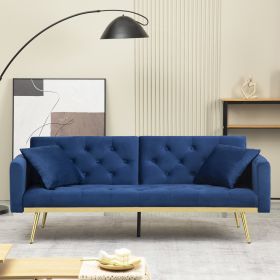 Convertible Futon Sofa Bed, Modern Reclining Futon Loveseat Couch with 2 Pillowa Sleeper Sofa for Dorm Room Living Room Bedroom Office (Color: as Pic)