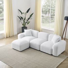L-Shape Modular Sectional Sofa,DIY Combination,Teddy Fabric (Color: White, Material: Teddy Fabric)