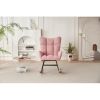 Rocking Chair Nursery, Solid Wood Legs Reading Chair with Teddy Fabirc Upholstered , Nap Armchair for Living Rooms, Bedrooms, Offices, Best Gift,Teddy