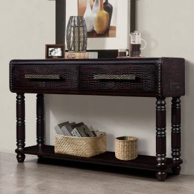 Light Luxury Retro Sofa Table with outlets, 54 inch pine wood console table with 2 Power Outlets and 2 USB Ports for entryway/hallway/ living room wit (Color: as Pic)