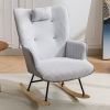 35.5 inch Rocking Chair, Soft Houndstooth Fabric Leather Fabric Rocking Chair for Nursery, Comfy Wingback Glider Rocker with Safe Solid Wood Base for