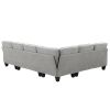 Modern U Shape Sectional Sofa, 7 Seat Fabric Sectional Sofa Set with 3 Pillows Included for Living Room, Apartment, O