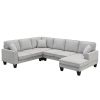 Modern U Shape Sectional Sofa, 7 Seat Fabric Sectional Sofa Set with 3 Pillows Included for Living Room, Apartment, O