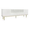 U-Can Modern TV Stand for 70+ Inch TV, Entertainment Center TV Media Console Table, with Shelf, 2 Drawers and 2 Cabinets, TV Console Cabinet Furniture