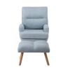 Accent Chair with Ottoman Set;  Fabric Armchair with Wood Legs and Adjustable Backrest ;  Mid Century Modern Comfy Lounge Chair for Living Room;  Bedr
