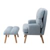 Accent Chair with Ottoman Set;  Fabric Armchair with Wood Legs and Adjustable Backrest ;  Mid Century Modern Comfy Lounge Chair for Living Room;  Bedr