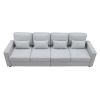 4-Seater Modern Linen Fabric Sofa with Armrest Pockets and 4 Pillows,Minimalist Style Couch for Living Room, Apartment, Of