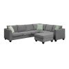 [VIDEO provided] 112*87" Sectional Sofa Couches Living Room Sets, 7 Seats Modular Sectional Sofa with Ottoman, L Shape Fabric Sofa Corner Couch Set wi