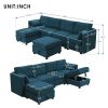 Chenille Modular Sectional Sofa,U Shaped Couch with Adjustable Armrests and Backrests,6 Seat Reversible Sofa Bed with