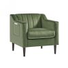 Modern Upholstered Tufted Accent Chair, Velvet Fabric Single Sofa Side Chair, Comfy Barrel Club Living Room Armchair with Solid Wood Legs for Bedroom