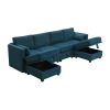 Chenille Modular Sectional Sofa,U Shaped Couch with Adjustable Armrests and Backrests,6 Seat Reversible Sofa Bed with