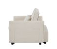 Modern Linen Convertible Loveseat Sleeper Sofa Couch with Adjustable Backrest, 2 Seater Sofa With Pull-Out Bed with 2 Lumbar Pillows For Small Living