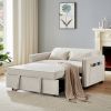 Modern Linen Convertible Loveseat Sleeper Sofa Couch with Adjustable Backrest, 2 Seater Sofa With Pull-Out Bed with 2 Lumbar Pillows For Small Living
