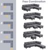 Modern L-shaped Sectional Sofa,7-seat Linen Fabric Couch Set with Chaise Lounge and Convertible Ottoman for Living