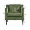 Modern Upholstered Tufted Accent Chair, Velvet Fabric Single Sofa Side Chair, Comfy Barrel Club Living Room Armchair with Solid Wood Legs for Bedroom