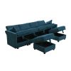 Chenille Modular Sectional Sofa,U Shaped Couch with Adjustable Armrests and Backrests,6 Seat Reversible Sofa Bed with