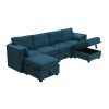 Chenille Modular Sectional Sofa,U Shaped Couch with Adjustable Armrests and Backrests,6 Seat Reversible Sofa Bed with