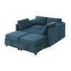 Chenille Modular Sectional Sofa,U Shaped Couch with Adjustable Armrests and Backrests,6 Seat Reversible Sofa Bed with