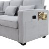 4-Seater Modern Linen Fabric Sofa with Armrest Pockets and 4 Pillows,Minimalist Style Couch for Living Room, Apartment, Of