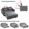 Convertible Sofa Bed, 3-in-1 Versatile Velvet Double Sofa with Pullout Bed, Seat with Adjustable Backrest, Lumbar Pillows, and Living Room Side Pocket