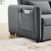 Convertible Sofa Bed, 3-in-1 Versatile Velvet Double Sofa with Pullout Bed, Seat with Adjustable Backrest, Lumbar Pillows, and Living Room Side Pocket