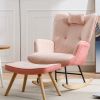 35.5 inch Rocking Chair, Soft Houndstooth Fabric Leather Fabric Rocking Chair for Nursery, Comfy Wingback Glider Rocker with Safe Solid Wood Base for