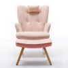 35.5 inch Rocking Chair, Soft Houndstooth Fabric Leather Fabric Rocking Chair for Nursery, Comfy Wingback Glider Rocker with Safe Solid Wood Base for