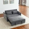 Convertible Sofa Bed, 3-in-1 Versatile Velvet Double Sofa with Pullout Bed, Seat with Adjustable Backrest, Lumbar Pillows, and Living Room Side Pocket