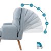 Accent Chair with Ottoman Set;  Fabric Armchair with Wood Legs and Adjustable Backrest ;  Mid Century Modern Comfy Lounge Chair for Living Room;  Bedr