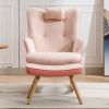 35.5 inch Rocking Chair, Soft Houndstooth Fabric Leather Fabric Rocking Chair for Nursery, Comfy Wingback Glider Rocker with Safe Solid Wood Base for