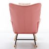 35.5 inch Rocking Chair, Soft Houndstooth Fabric Leather Fabric Rocking Chair for Nursery, Comfy Wingback Glider Rocker with Safe Solid Wood Base for