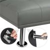 LuxuryGoods Modern Faux Leather Futon with Cupholders and Pillows