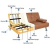 LuxuryGoods Modern Faux Leather Futon with Cupholders and Pillows