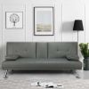LuxuryGoods Modern Faux Leather Futon with Cupholders and Pillows