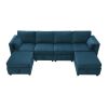Chenille Modular Sectional Sofa,U Shaped Couch with Adjustable Armrests and Backrests,6 Seat Reversible Sofa Bed with