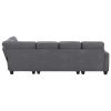 Modern L-shaped Sectional Sofa,7-seat Linen Fabric Couch Set with Chaise Lounge and Convertible Ottoman for Living