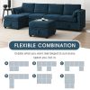 Chenille Modular Sectional Sofa,U Shaped Couch with Adjustable Armrests and Backrests,6 Seat Reversible Sofa Bed with