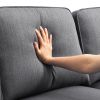 Modern L-shaped Sectional Sofa,7-seat Linen Fabric Couch Set with Chaise Lounge and Convertible Ottoman for Living