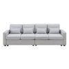 4-Seater Modern Linen Fabric Sofa with Armrest Pockets and 4 Pillows,Minimalist Style Couch for Living Room, Apartment, Of