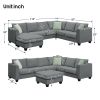 [VIDEO provided] 112*87" Sectional Sofa Couches Living Room Sets, 7 Seats Modular Sectional Sofa with Ottoman, L Shape Fabric Sofa Corner Couch Set wi