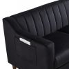 Modern Upholstered Tufted Accent Chair, Velvet Fabric Single Sofa Side Chair, Comfy Barrel Club Living Room Armchair with Solid Wood Legs for Bedroom
