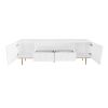 U-Can Modern TV Stand for 70+ Inch TV, Entertainment Center TV Media Console Table, with Shelf, 2 Drawers and 2 Cabinets, TV Console Cabinet Furniture