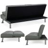 LuxuryGoods Modern Faux Leather Futon with Cupholders and Pillows