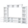ON-TREND Minimalism Style Entertainment Wall Unit with Bridge, Modern TV Console Table for TVs Up to 70", Multifunctional TV Stand with Tempered Glass