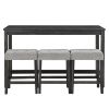 Bar Table Set with Power Outlet, Bar Table and Chairs Set, 4 Piece Dining Table Set, Industrial Breakfast Table Set, for Living Room, Dining Room, Gam