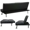 LuxuryGoods Modern Faux Leather Futon with Cupholders and Pillows
