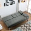 LuxuryGoods Modern Faux Leather Futon with Cupholders and Pillows