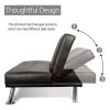 LuxuryGoods Modern Faux Leather Futon with Cupholders and Pillows