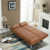 LuxuryGoods Modern Faux Leather Futon with Cupholders and Pillows