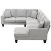 Modern U Shape Sectional Sofa, 7 Seat Fabric Sectional Sofa Set with 3 Pillows Included for Living Room, Apartment, O